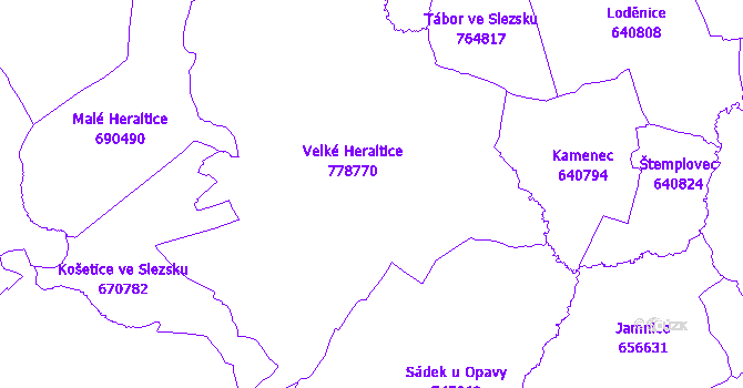 Katastrální mapa Velké Heraltice