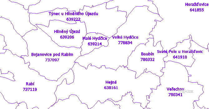Katastrální mapa Velké Hydčice