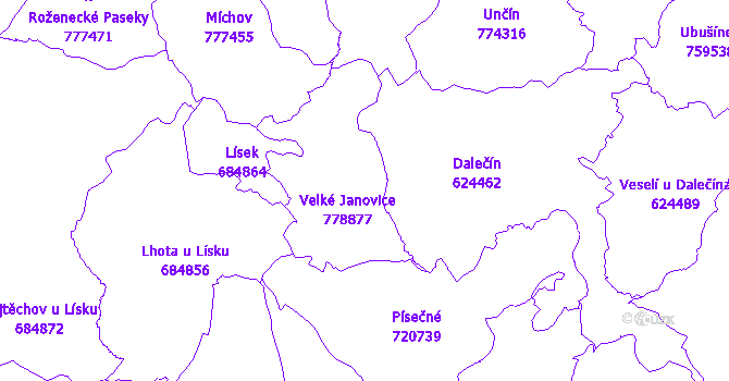 Katastrální mapa Velké Janovice