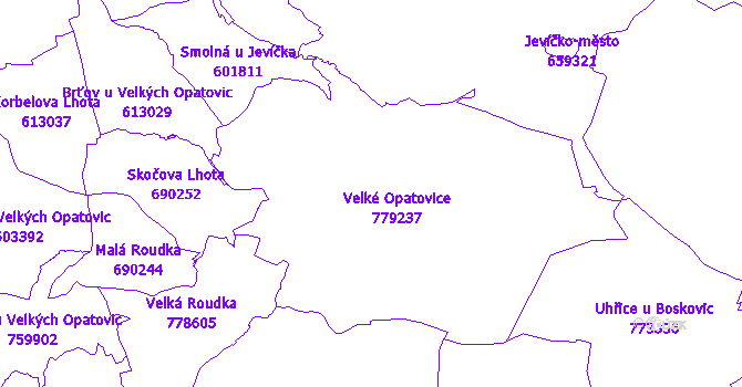 Katastrální mapa Velké Opatovice