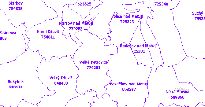 Katastrální mapa Velké Petrovice