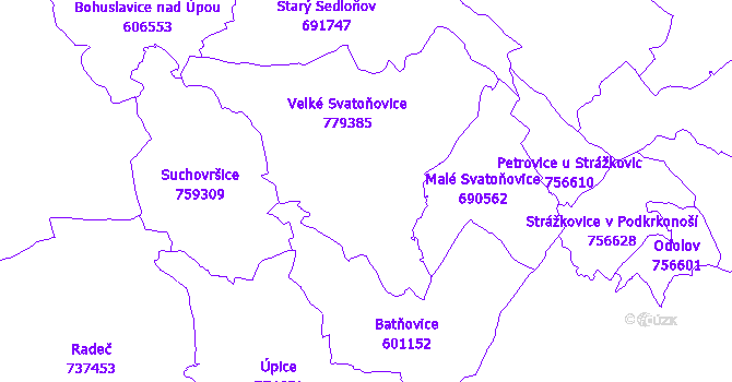Katastrální mapa Velké Svatoňovice