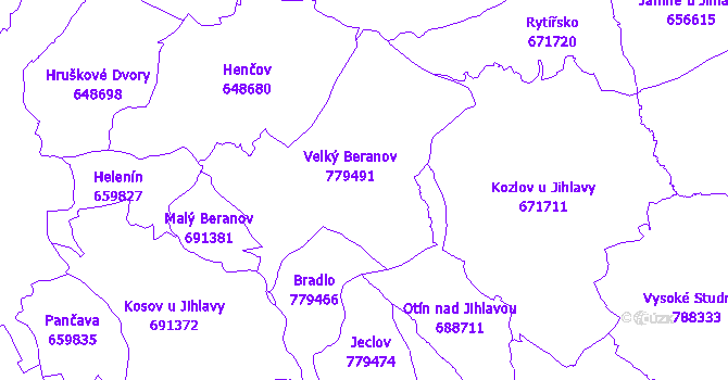 Katastrální mapa Velký Beranov