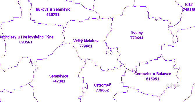 Katastrální mapa Velký Malahov