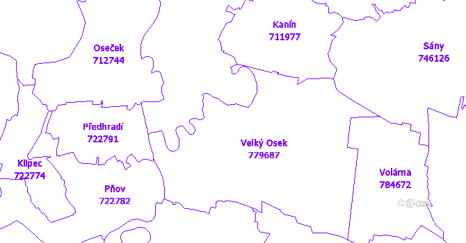 Katastrální mapa Velký Osek