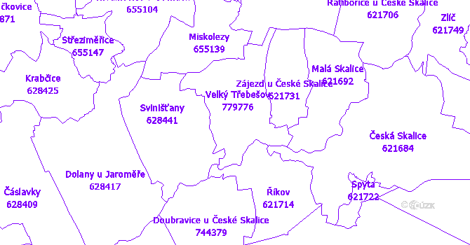 Katastrální mapa Velký Třebešov