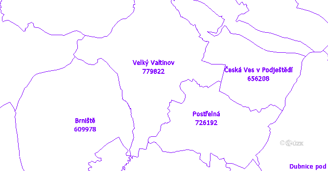 Katastrální mapa Velký Valtinov