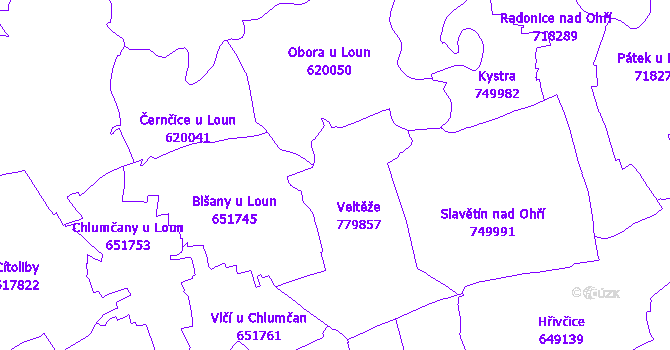 Katastrální mapa Veltěže
