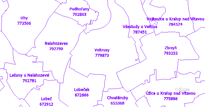 Katastrální mapa Veltrusy