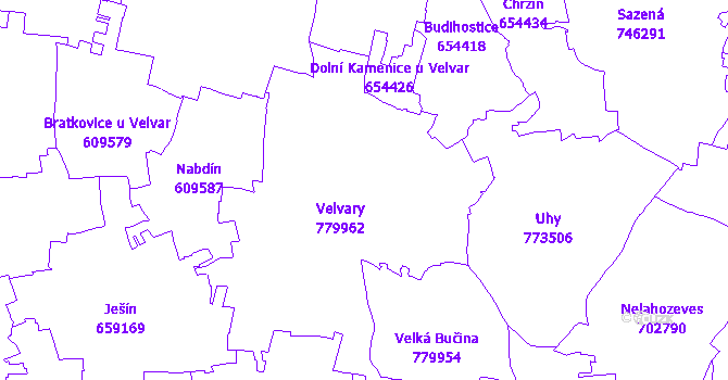 Katastrální mapa Velvary