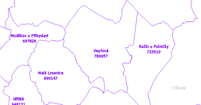 Katastrální mapa Vepřová