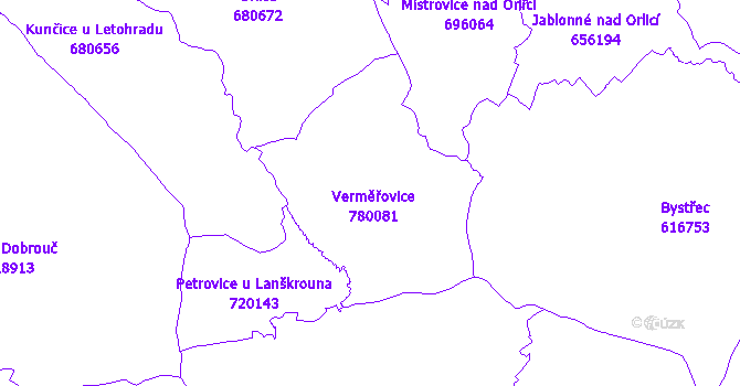 Katastrální mapa Verměřovice