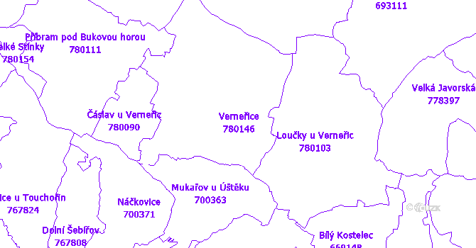 Katastrální mapa Verneřice