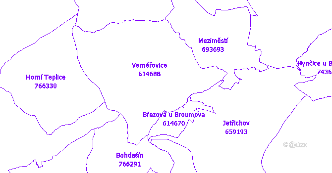 Katastrální mapa Vernéřovice