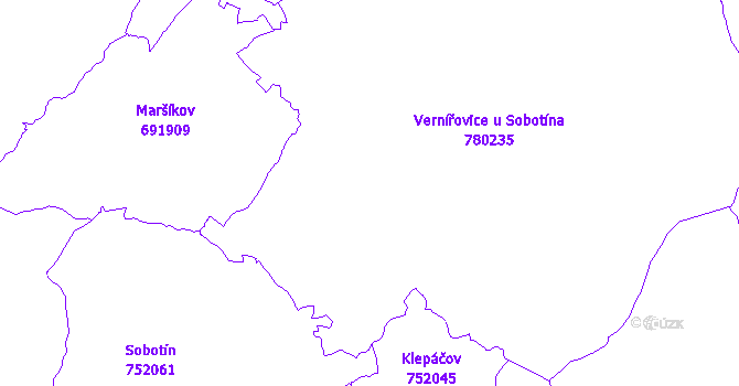 Katastrální mapa Vernířovice