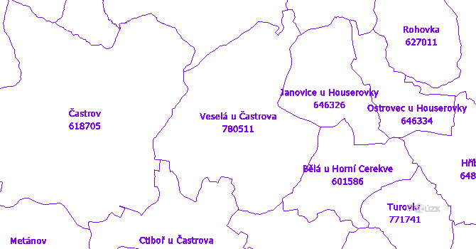 Katastrální mapa Veselá