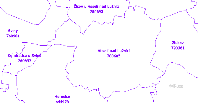 Katastrální mapa Veselí nad Lužnicí
