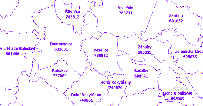 Katastrální mapa Veselice
