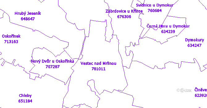 Katastrální mapa Vestec