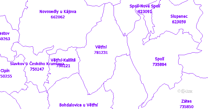 Katastrální mapa Větřní
