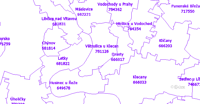 Katastrální mapa Větrušice