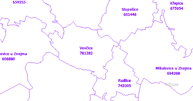 Katastrální mapa Vevčice