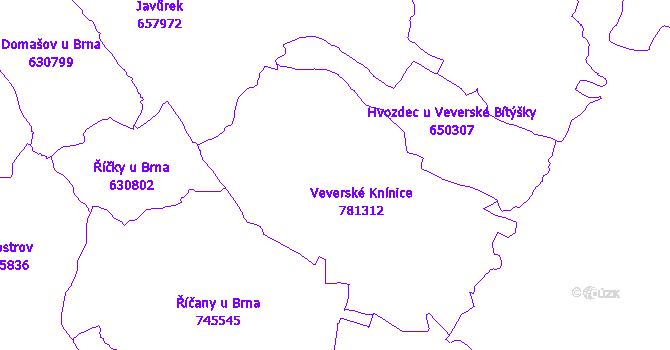 Katastrální mapa Veverské Knínice