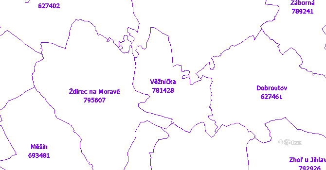 Katastrální mapa Věžnička