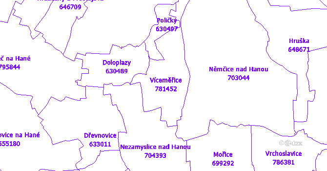 Katastrální mapa Víceměřice