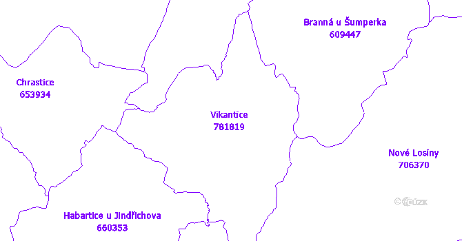Katastrální mapa Vikantice