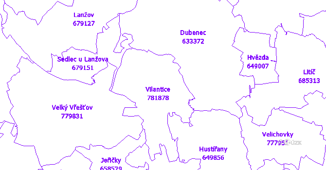 Katastrální mapa Vilantice