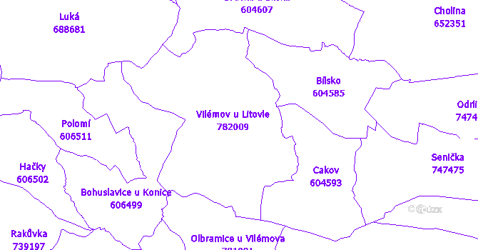 Katastrální mapa Vilémov