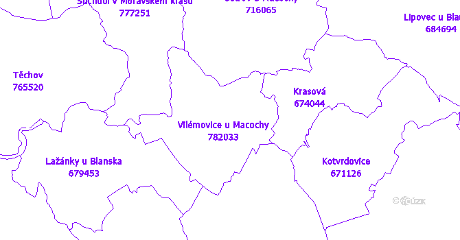 Katastrální mapa Vilémovice