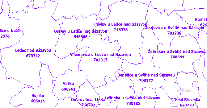 Katastrální mapa Vilémovice