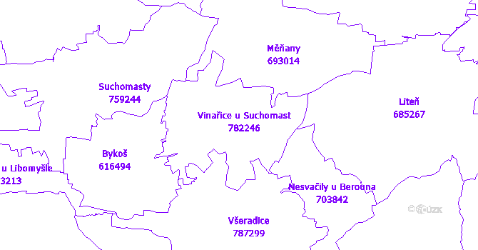 Katastrální mapa Vinařice