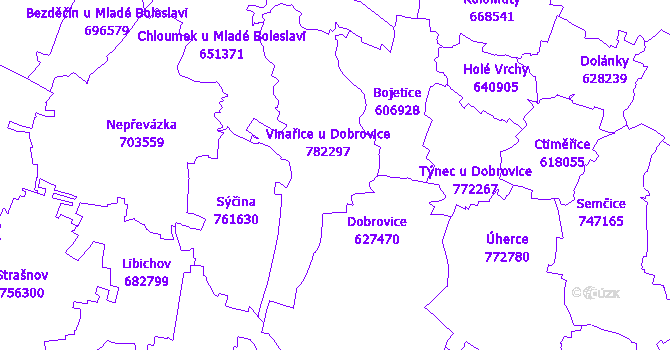 Katastrální mapa Vinařice