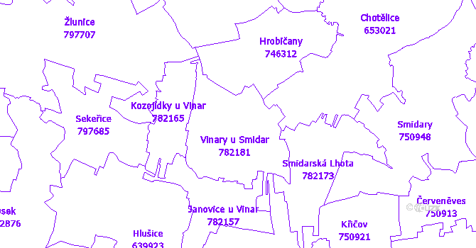 Katastrální mapa Vinary