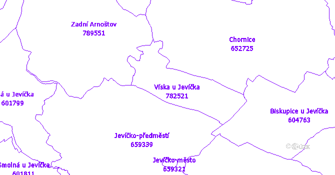 Katastrální mapa Víska u Jevíčka