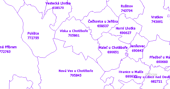 Katastrální mapa Víska