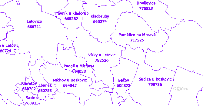 Katastrální mapa Vísky