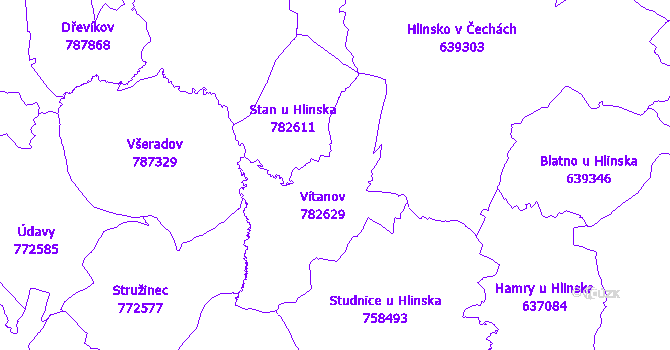 Katastrální mapa Vítanov