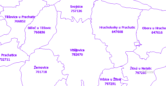 Katastrální mapa Vitějovice