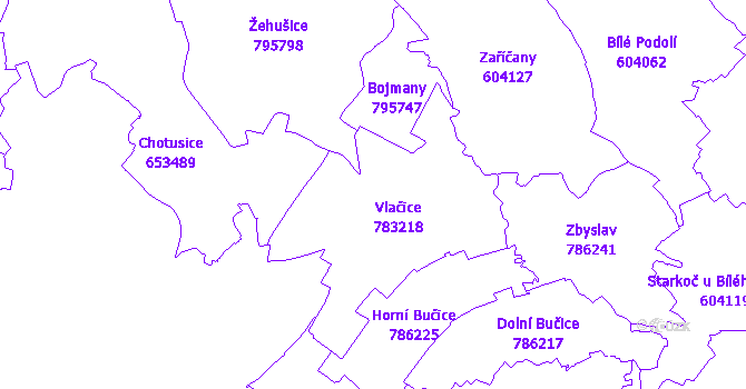 Katastrální mapa Vlačice