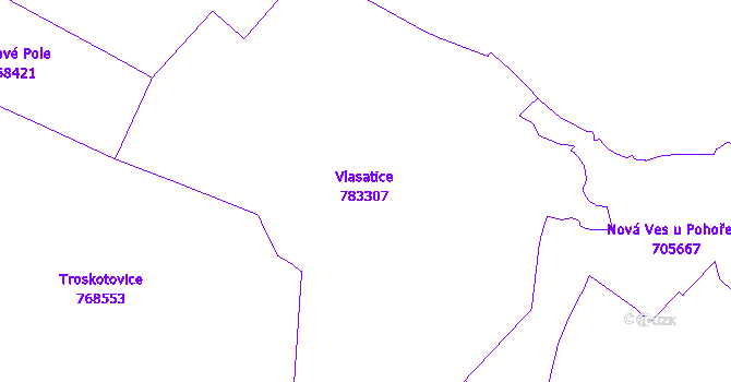Katastrální mapa Vlasatice