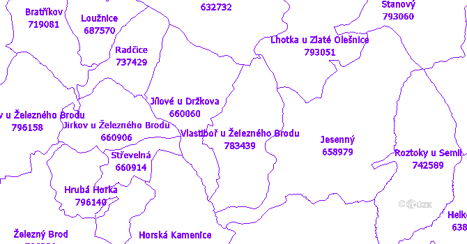 Katastrální mapa Vlastiboř