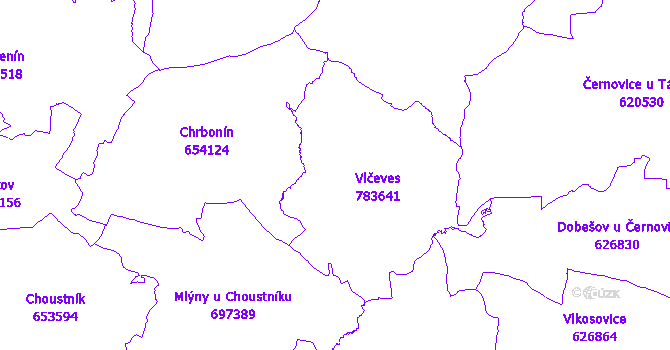 Katastrální mapa Vlčeves