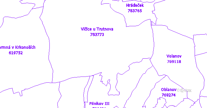 Katastrální mapa Vlčice