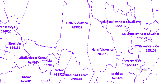 Katastrální mapa Vlčkovice v Podkrkonoší