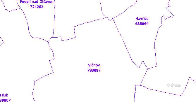 Katastrální mapa Vlčnov