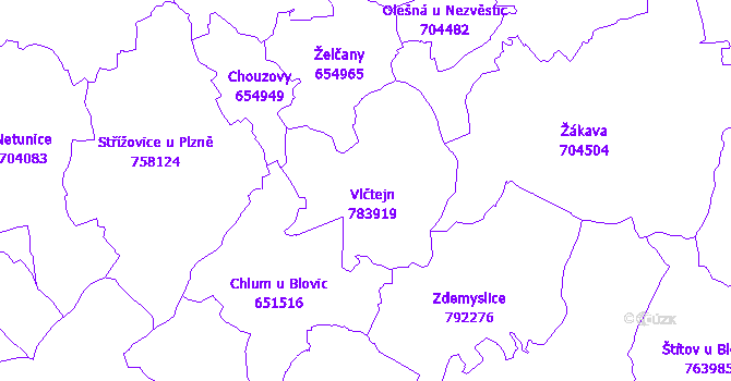 Katastrální mapa Vlčtejn
